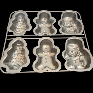 Nonstick Christmas Cookie Mold Pan With Santa Gingerbread Man & Tree Shapes For